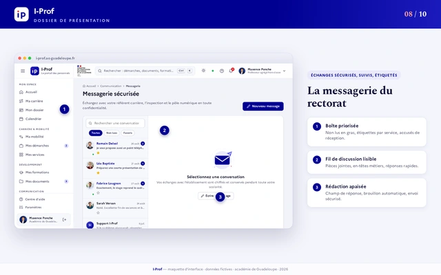 Messaging screen in the iProf redesign